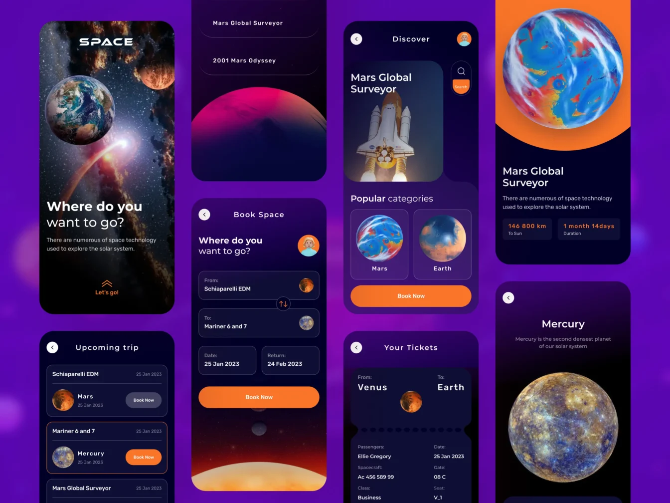 Space Travel Mobile App Design