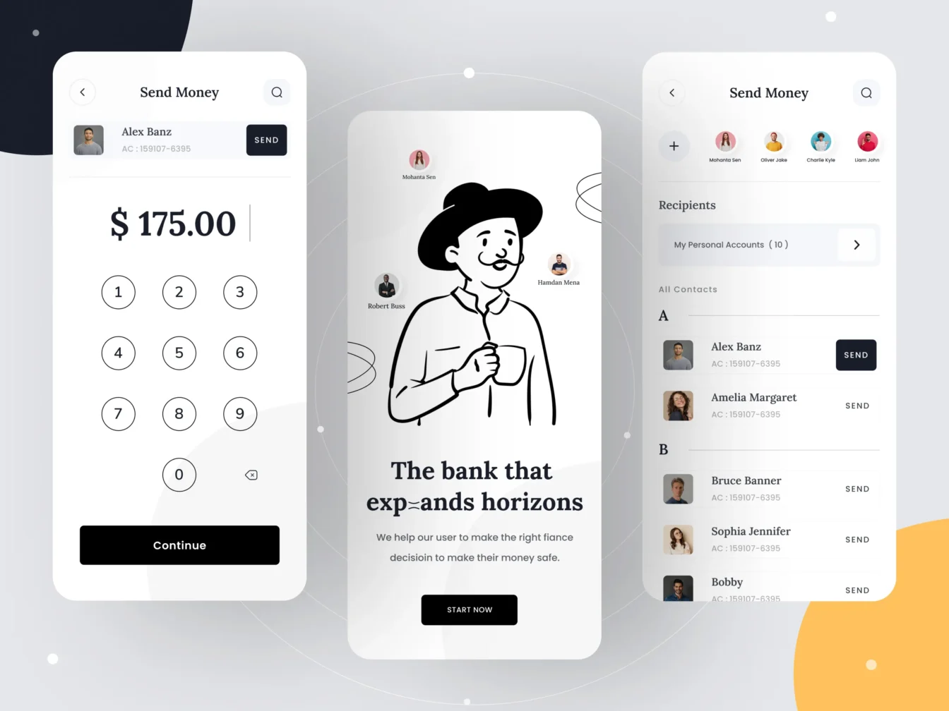 Bank payment mobile app design exploration